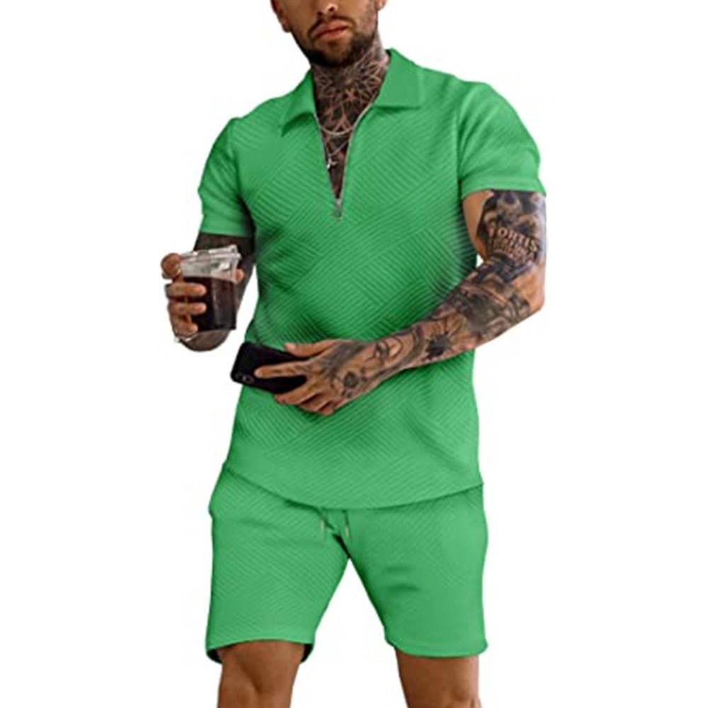 Men's Polo Short-sleeved Shorts Sports And Leisure Two-piece Suit